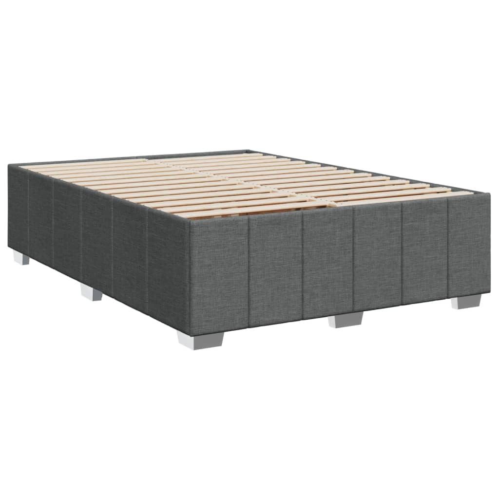 Cadre de lit sans matelas gris foncé 140x190 cm tissu