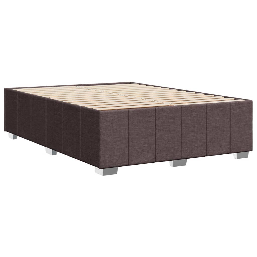 Cadre de lit sans matelas marron foncé 140x190 cm tissu