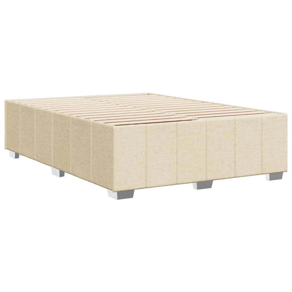 Cadre de lit sans matelas crème 140x190 cm tissu