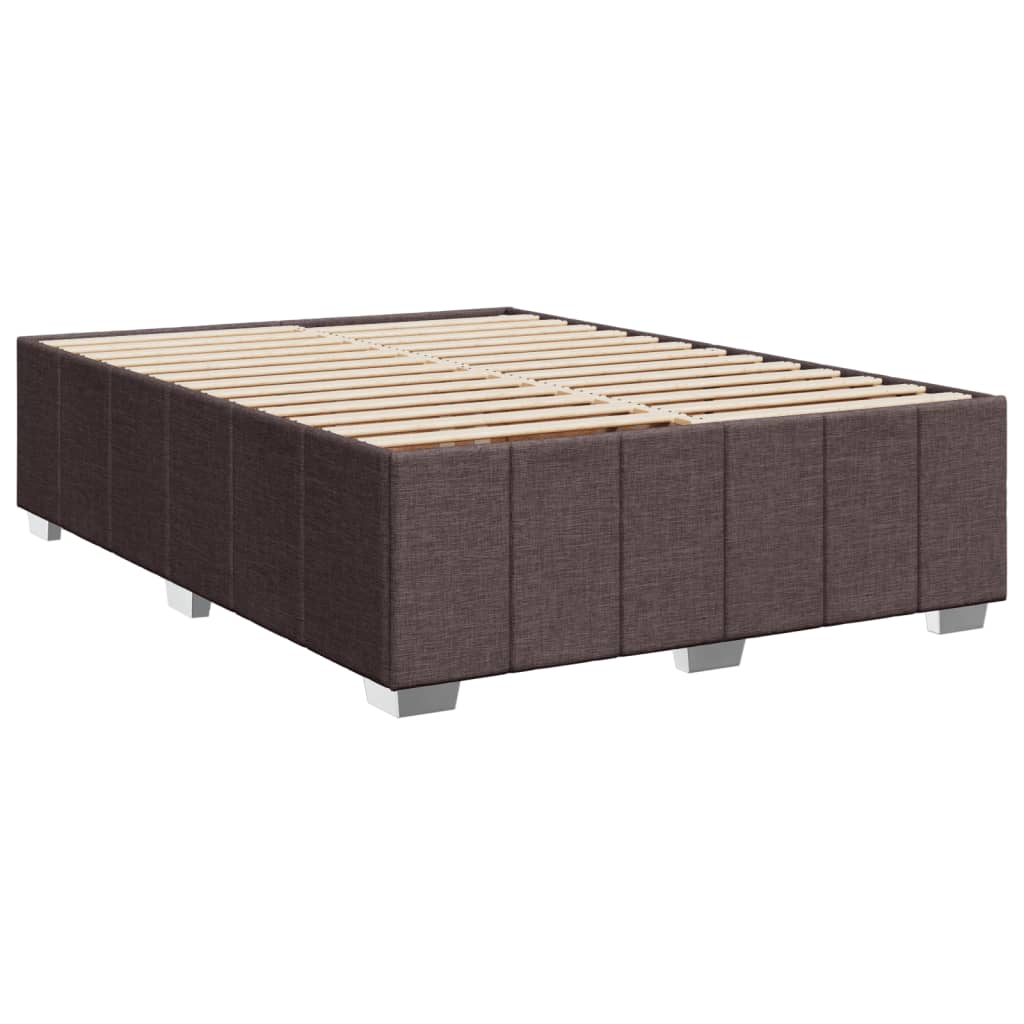 Cadre de lit sans matelas marron foncé 140x200 cm tissu