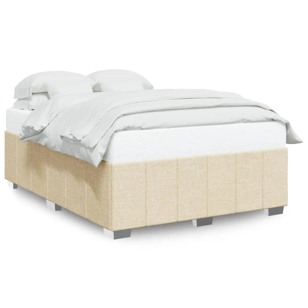 Cadre de lit sans matelas crème 140x200 cm tissu