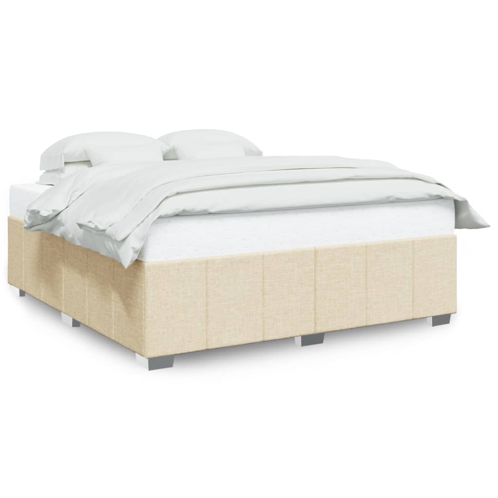 Cadre de lit sans matelas crème 180x200 cm tissu