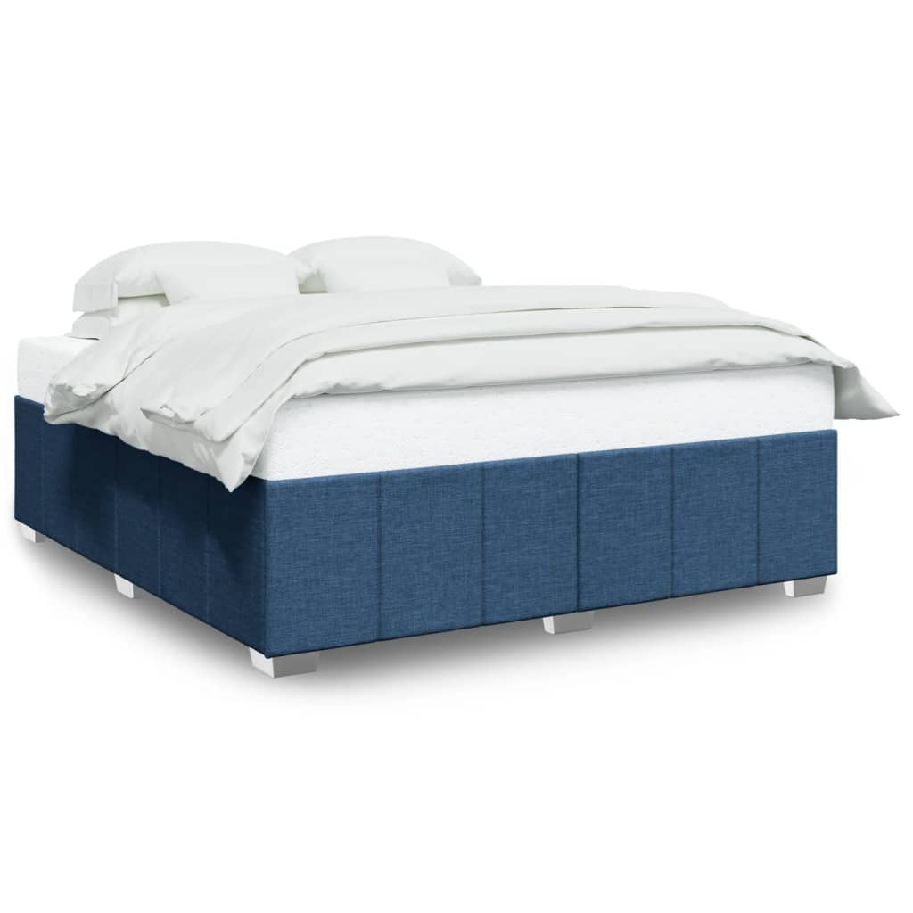 Bed frame without mattress blue 180x200 cm fabric