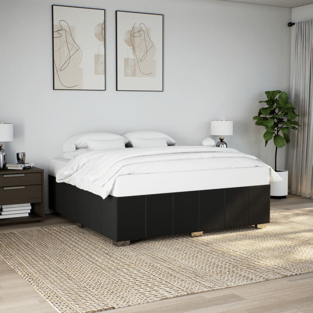 Cadre de lit sans matelas noir 200x200 cm tissu