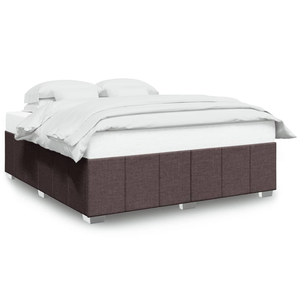 Cadre de lit sans matelas marron foncé 200x200 cm tissu