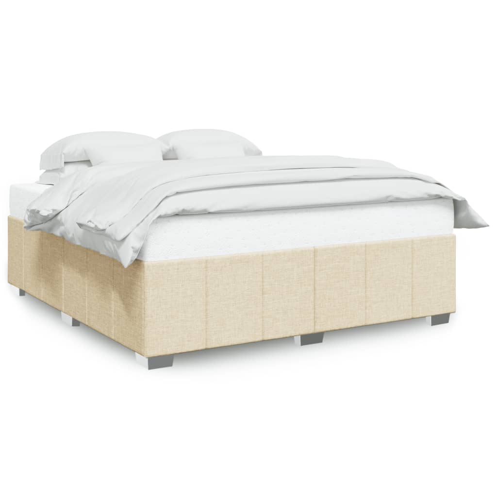 Cadre de lit sans matelas crème 200x200 cm tissu