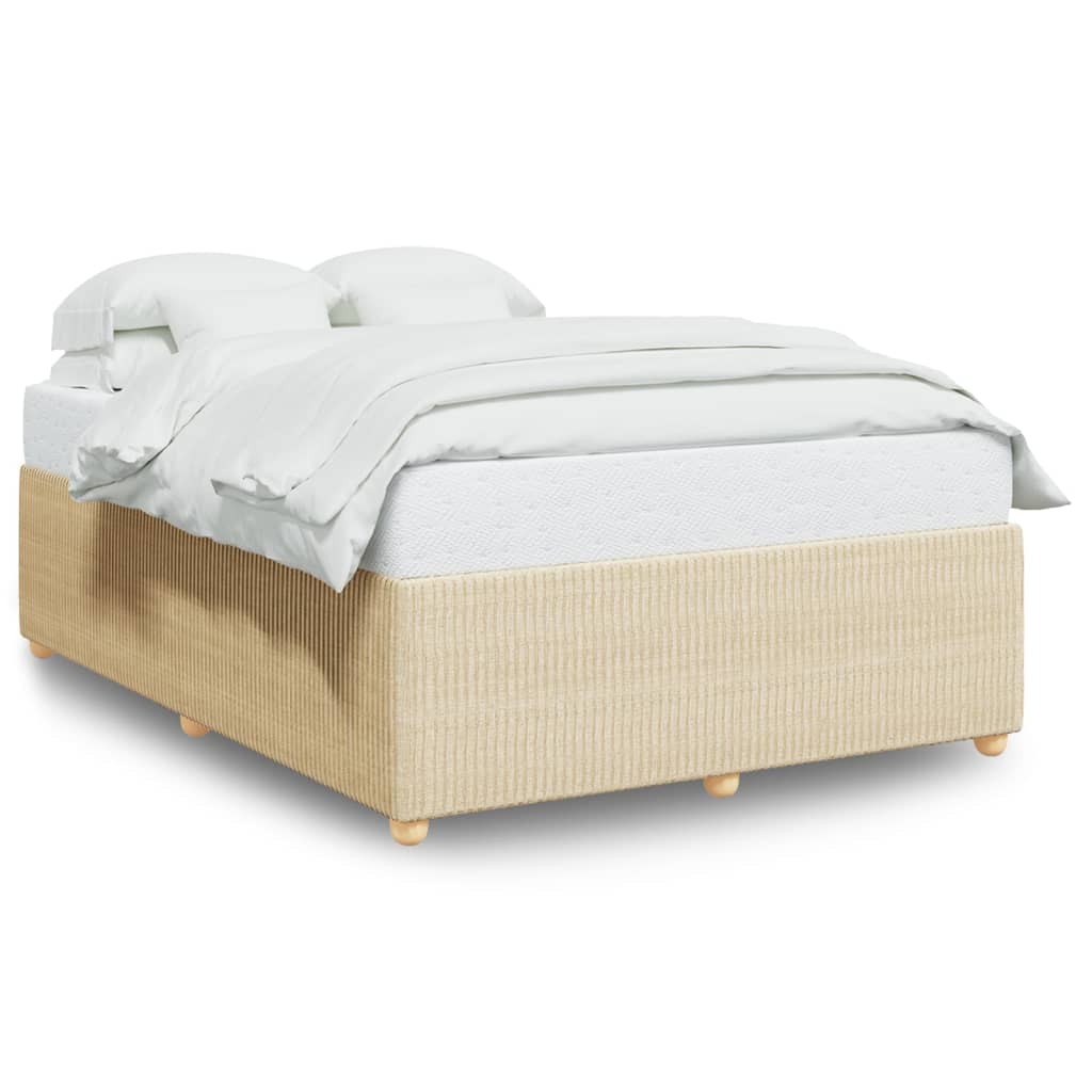 Cadre de lit sans matelas crème 140x190 cm tissu