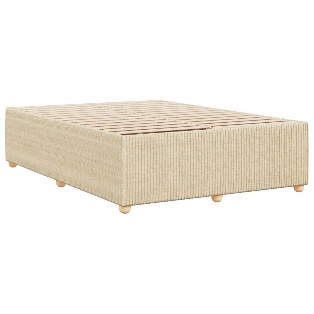 Cadre de lit sans matelas crème 140x190 cm tissu