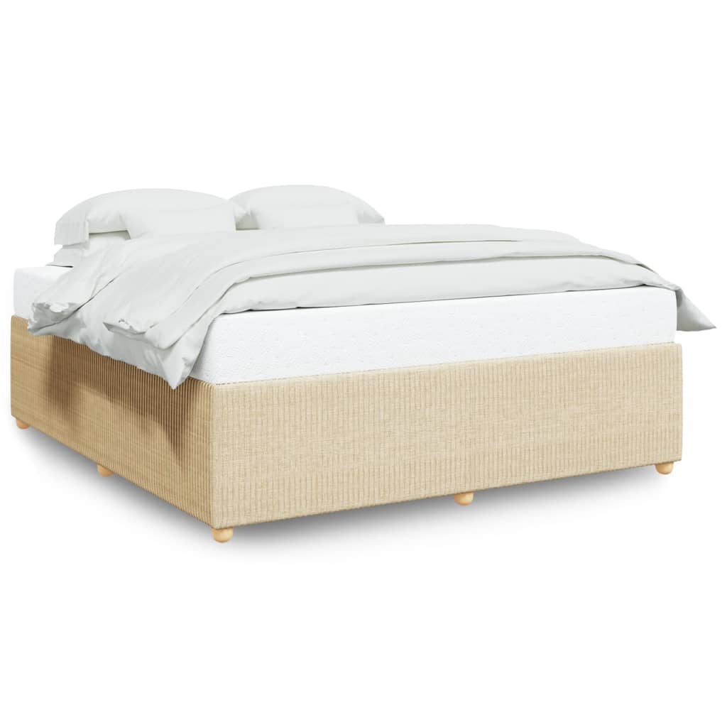 Cadre de lit sans matelas crème 180x200 cm tissu