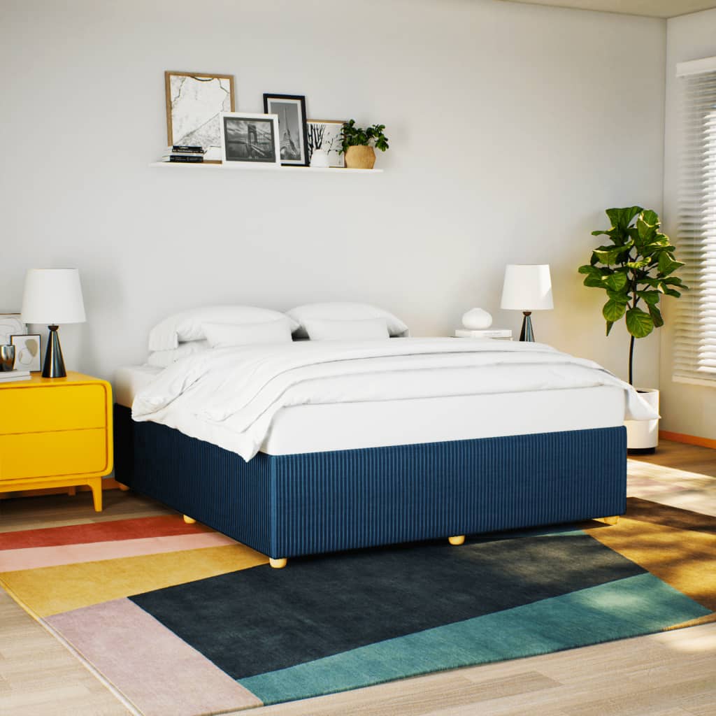 Bed frame without mattress blue 180x200 cm fabric