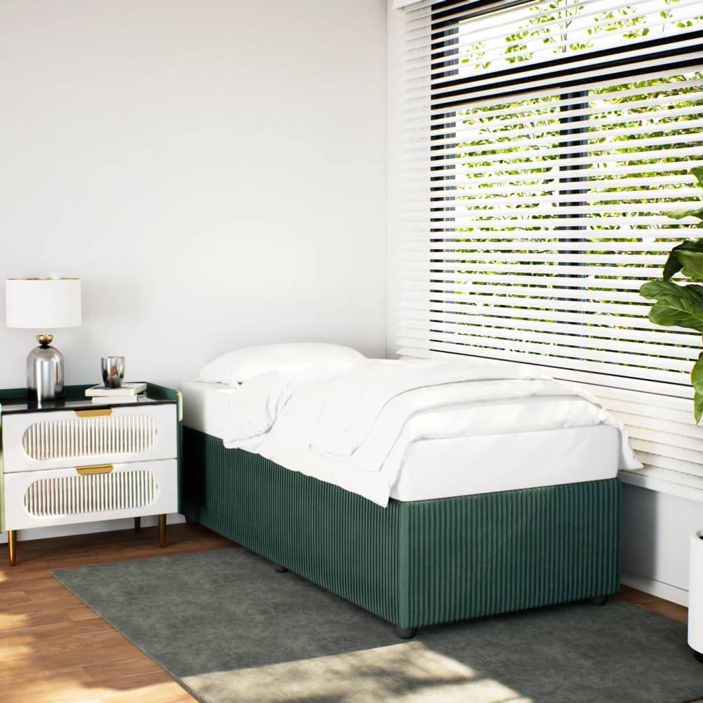 Cadre de lit sans matelas vert foncé 80x200 cm velours