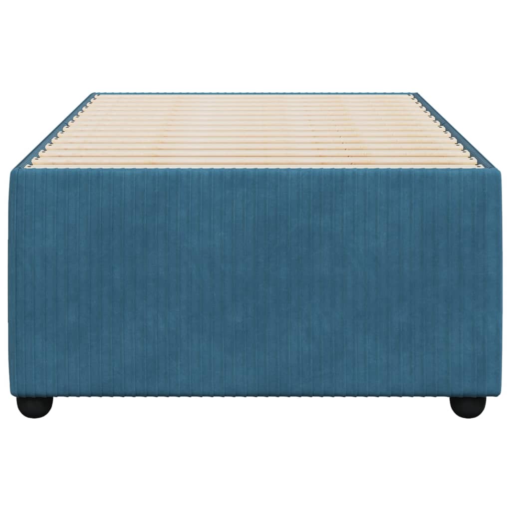 Cadre de lit sans matelas bleu 90x190 cm velours