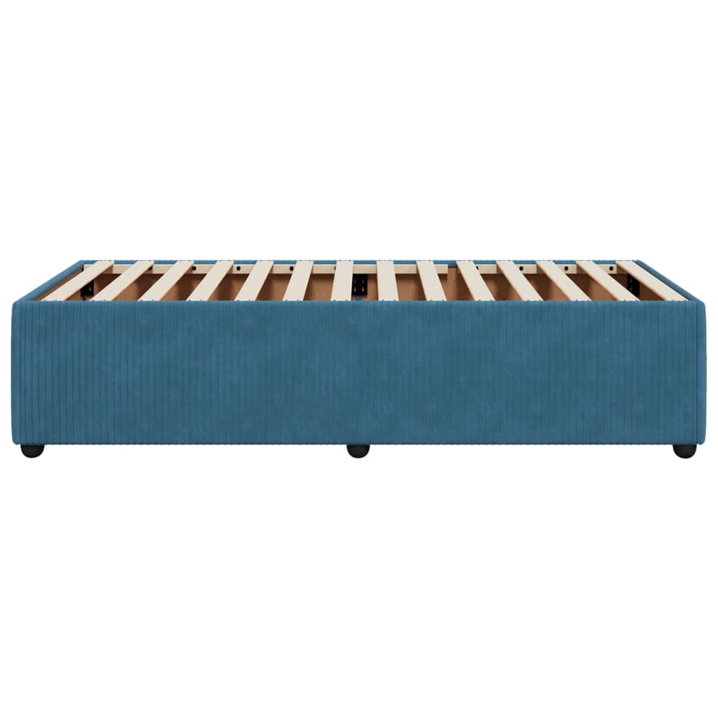 Cadre de lit sans matelas bleu 90x190 cm velours