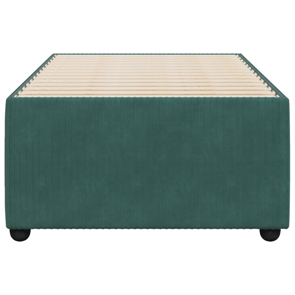 Cadre de lit sans matelas vert foncé 90x200 cm velours