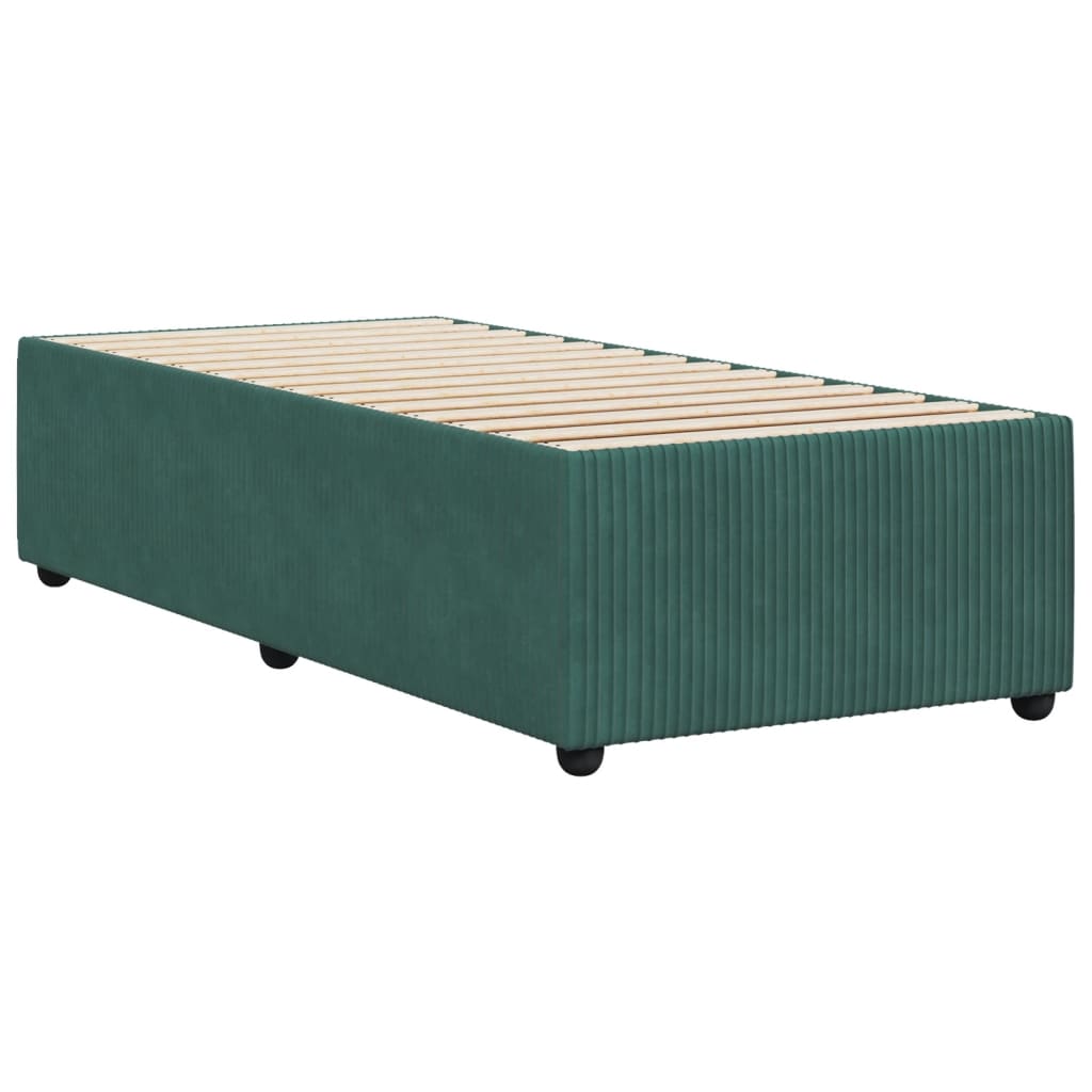 Cadre de lit sans matelas vert foncé 90x200 cm velours