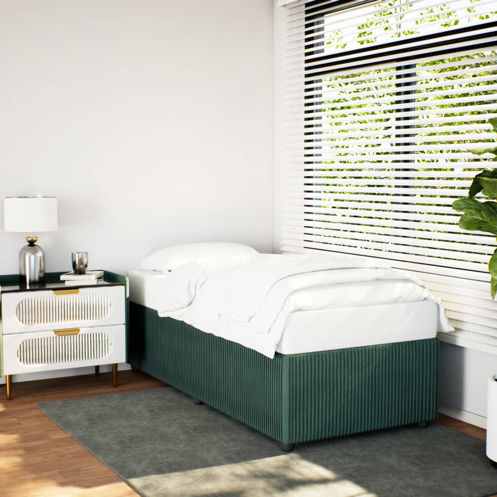 Cadre de lit sans matelas vert foncé 90x200 cm velours