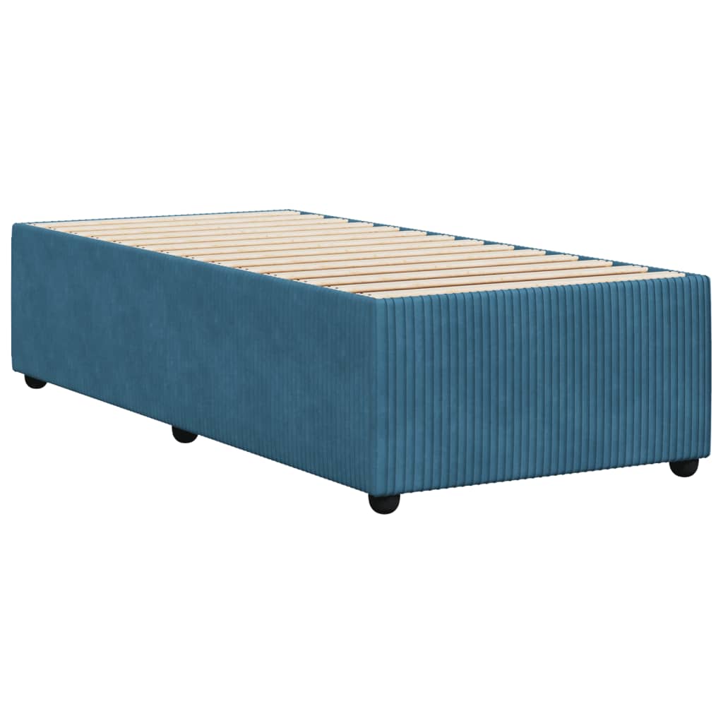 Cadre de lit sans matelas bleu 100x200 cm velours