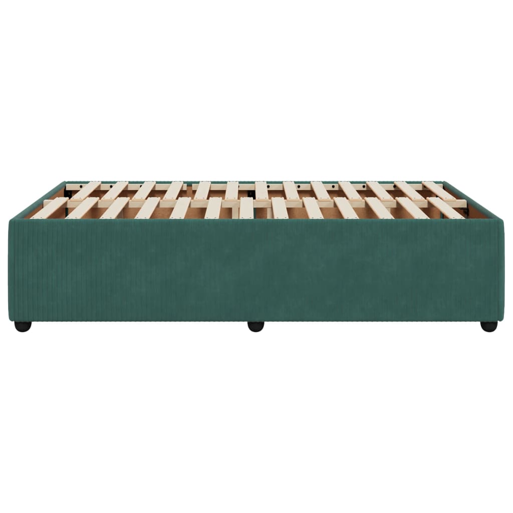 Cadre de lit sans matelas vert foncé 120x190 cm velours