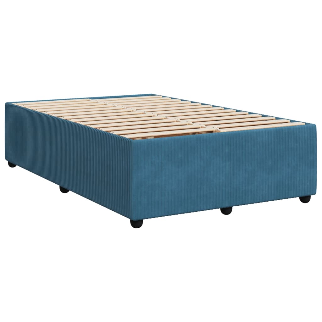 Cadre de lit sans matelas bleu 120x200 cm velours