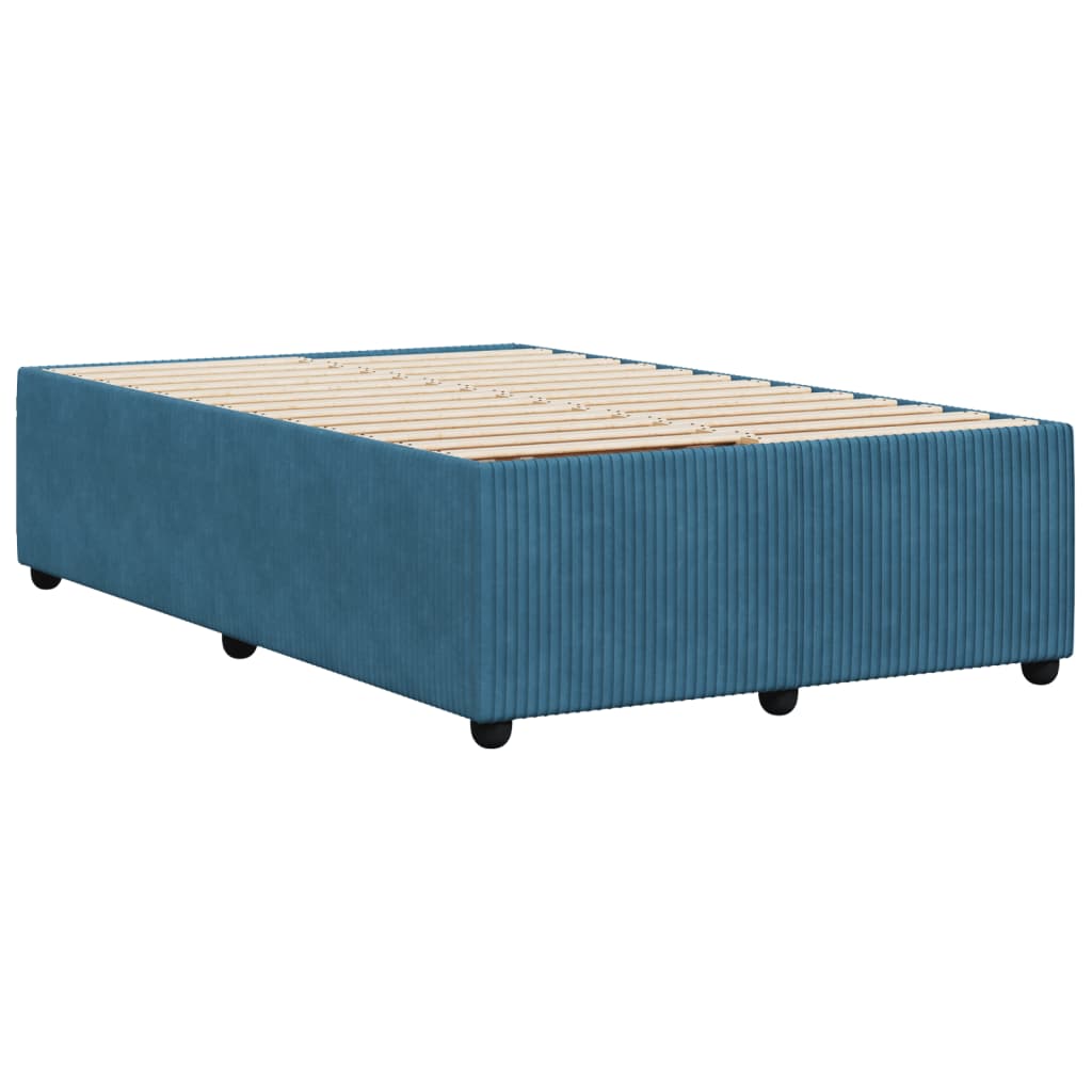 Cadre de lit sans matelas bleu 120x200 cm velours