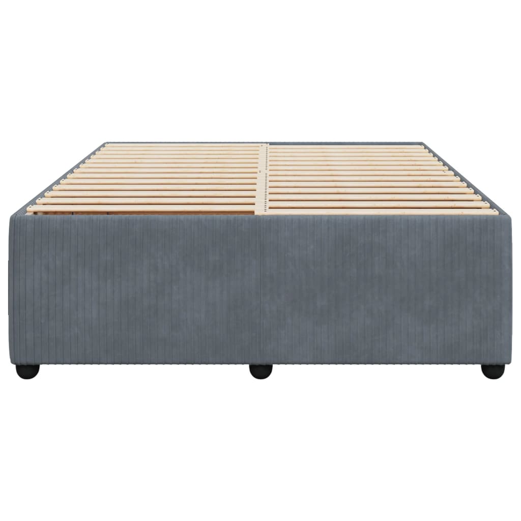 Cadre de lit sans matelas gris foncé 140x190 cm velours