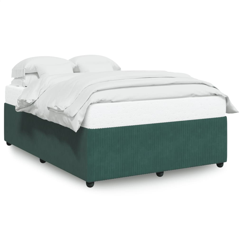 Cadre de lit sans matelas vert foncé 140x190 cm velours