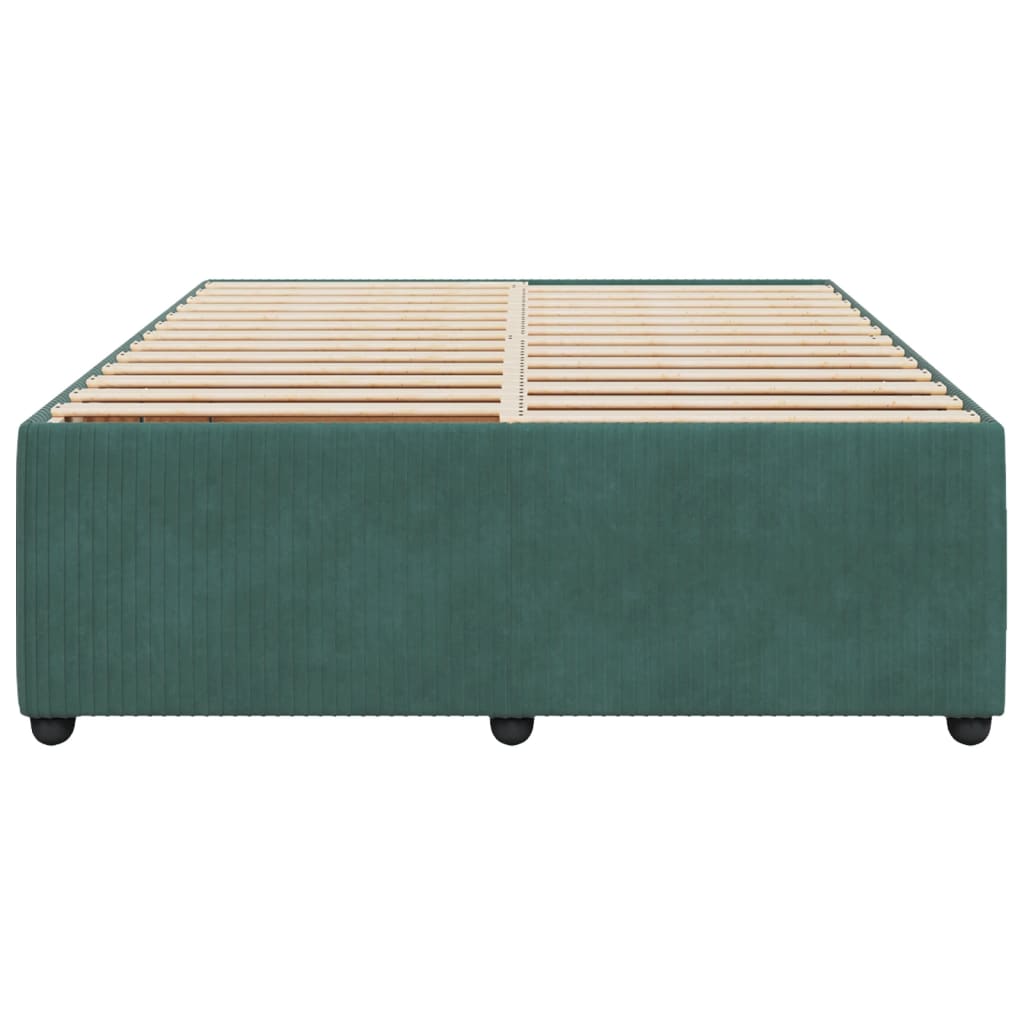 Cadre de lit sans matelas vert foncé 140x190 cm velours