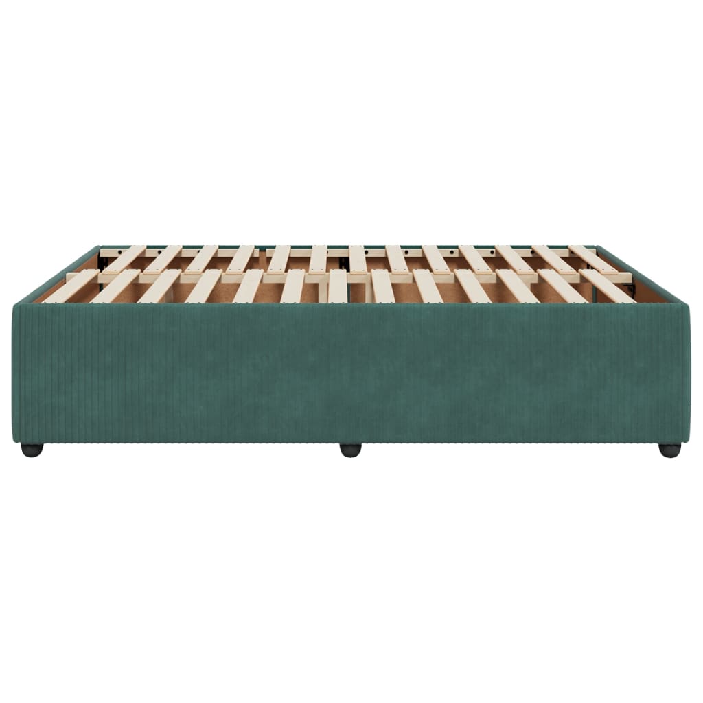 Cadre de lit sans matelas vert foncé 140x190 cm velours