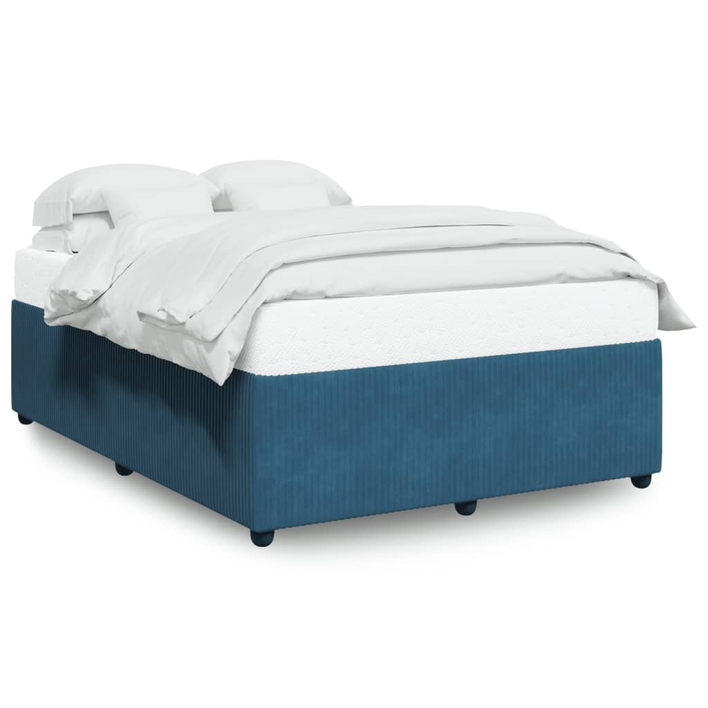 Cadre de lit sans matelas bleu 140x190 cm velours