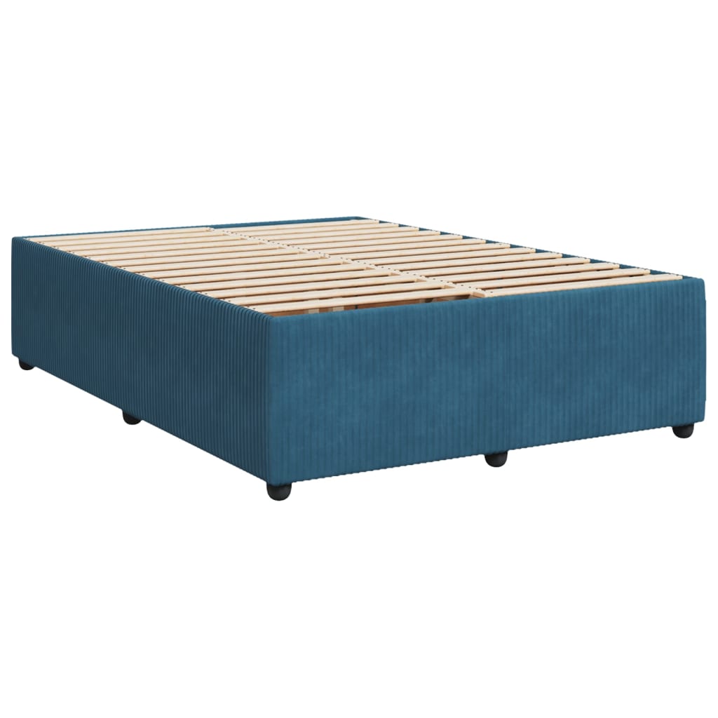 Cadre de lit sans matelas bleu 140x190 cm velours