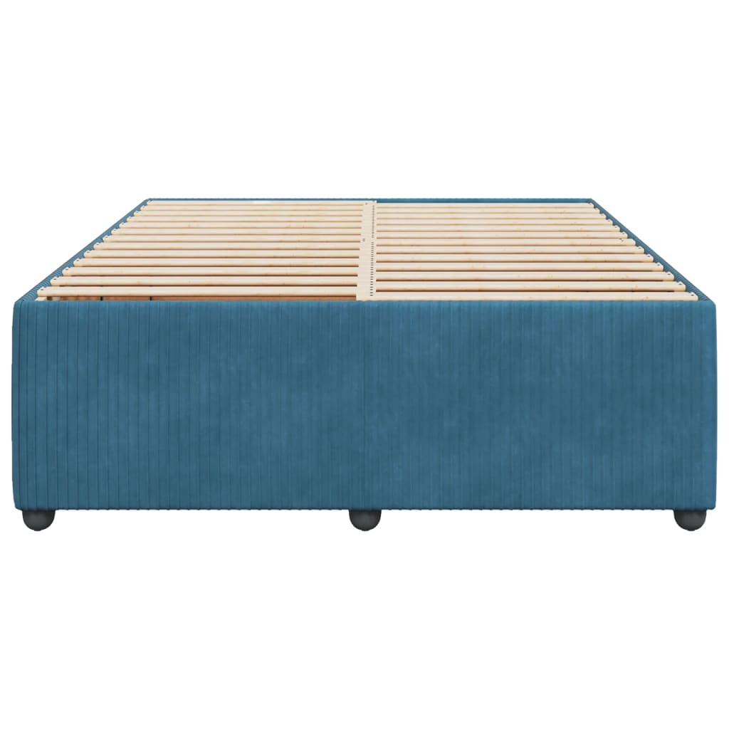 Cadre de lit sans matelas bleu 140x190 cm velours