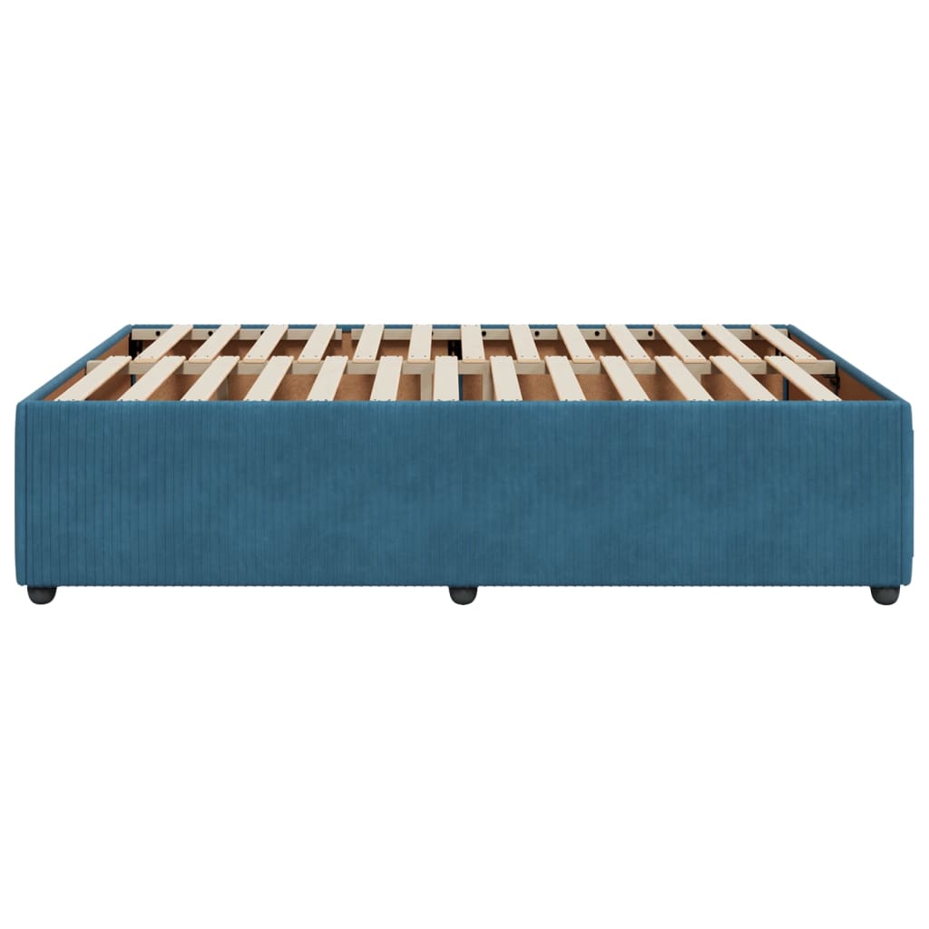 Cadre de lit sans matelas bleu 140x190 cm velours