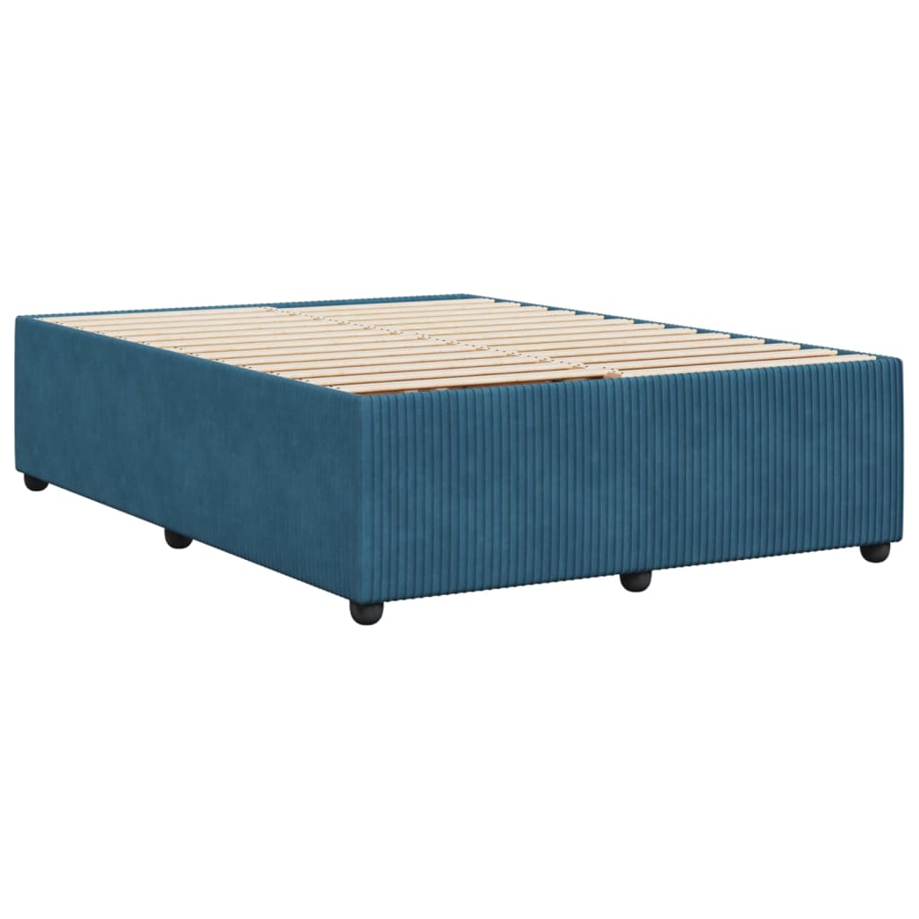 Cadre de lit sans matelas bleu 140x190 cm velours