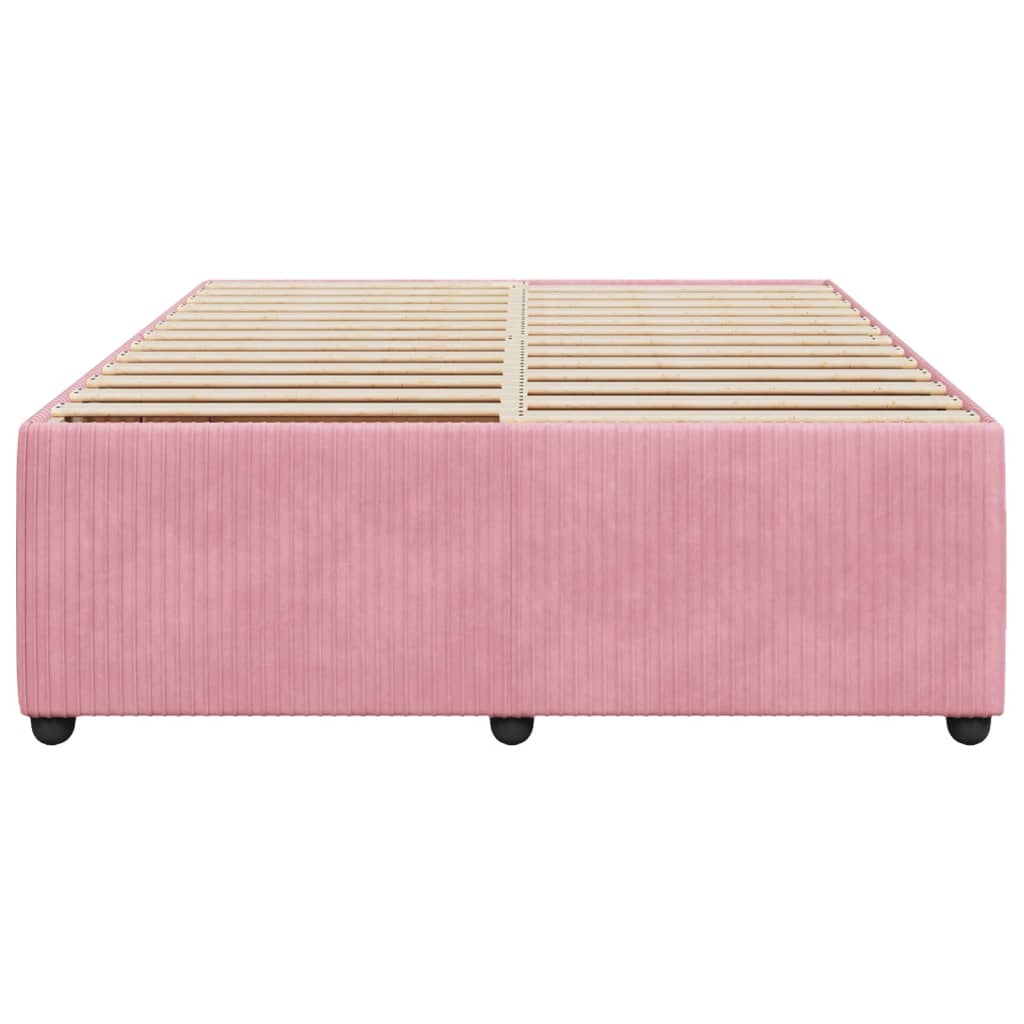 Cadre de lit sans matelas rose 140x190 cm velours