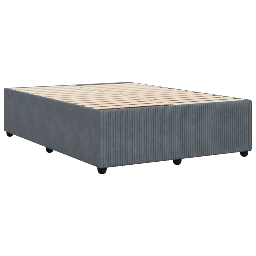 Cadre de lit sans matelas gris foncé 140x200 cm velours