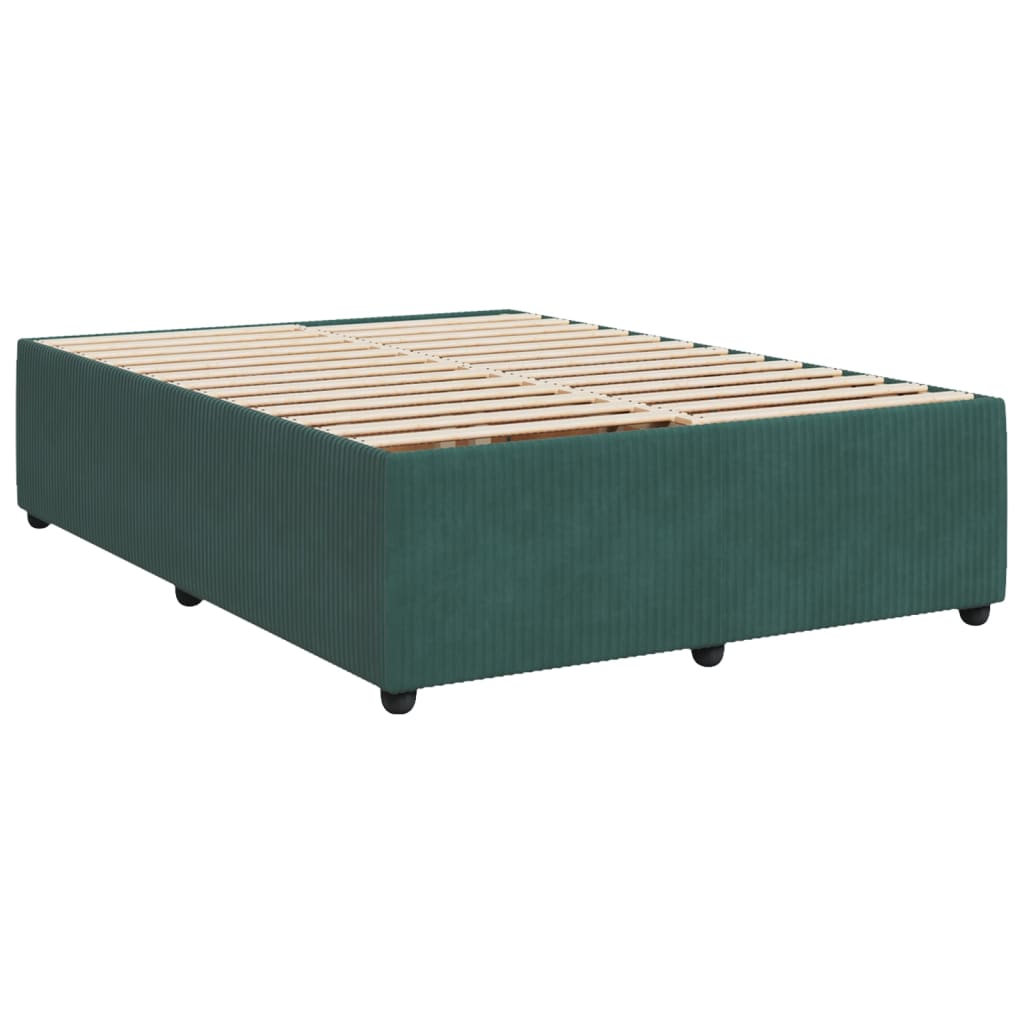 Cadre de lit sans matelas vert foncé 140x200 cm velours