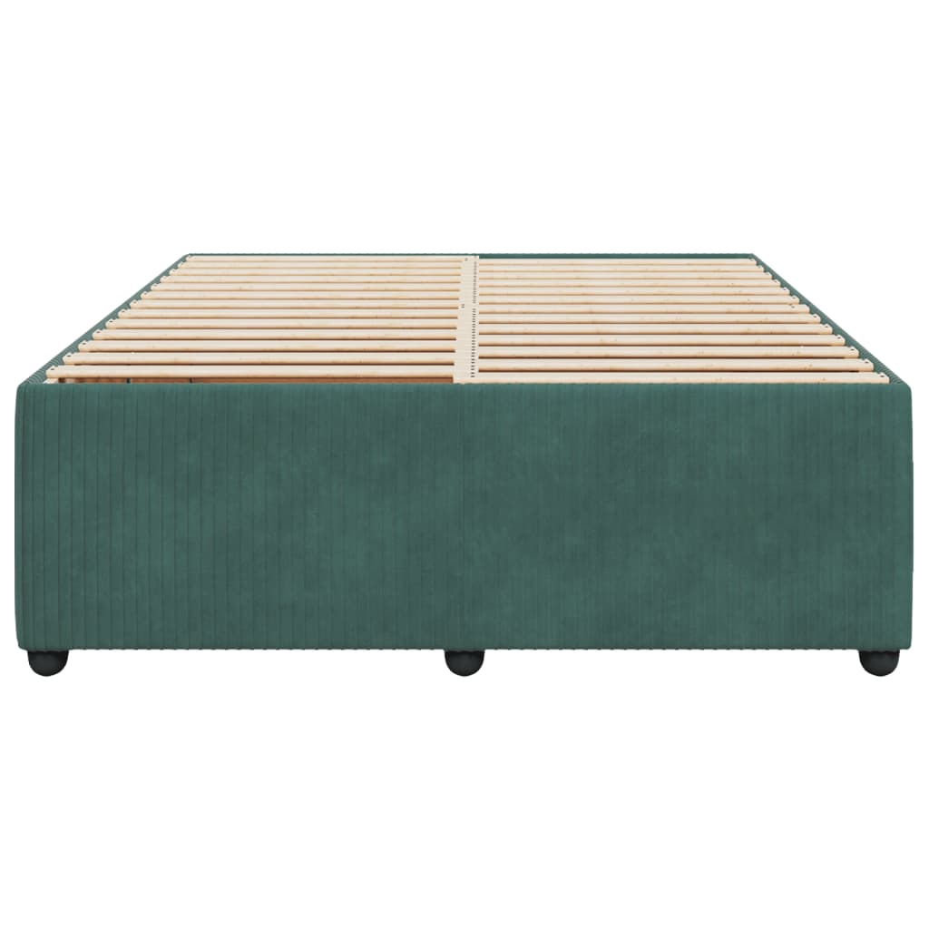 Cadre de lit sans matelas vert foncé 140x200 cm velours