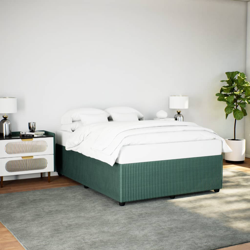 Cadre de lit sans matelas vert foncé 140x200 cm velours