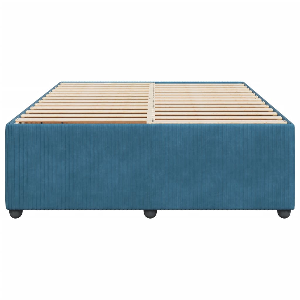 Bed frame without mattress blue 140x200 cm velvet