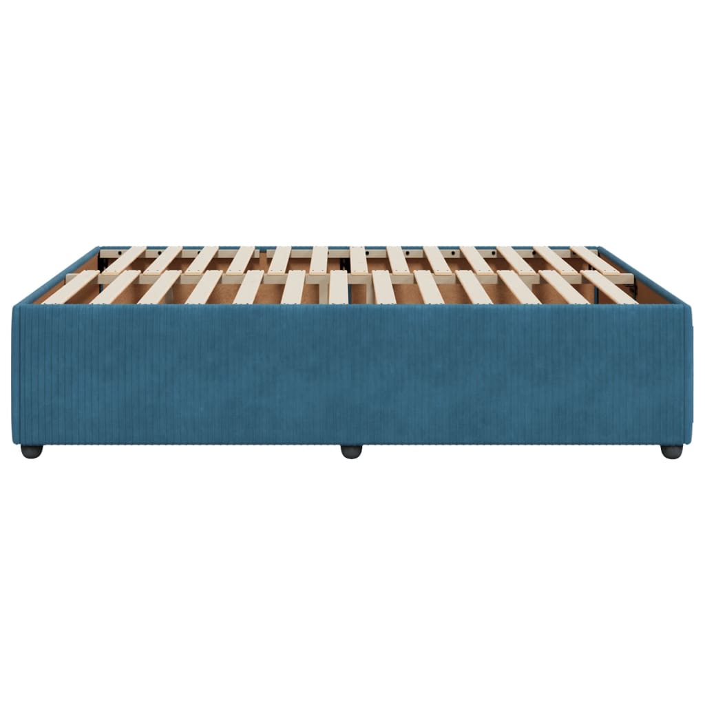 Bed frame without mattress blue 140x200 cm velvet