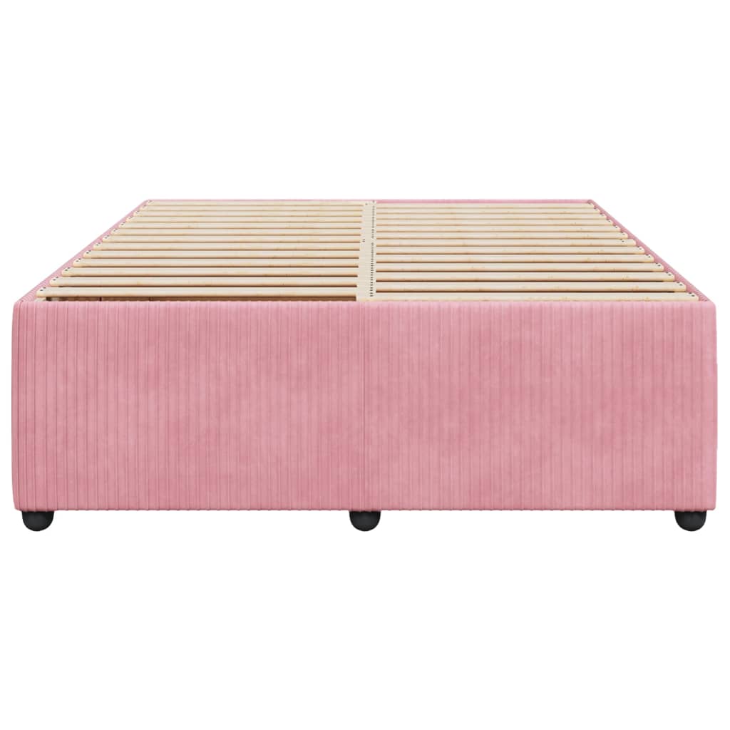 Cadre de lit sans matelas rose 140x200 cm velours