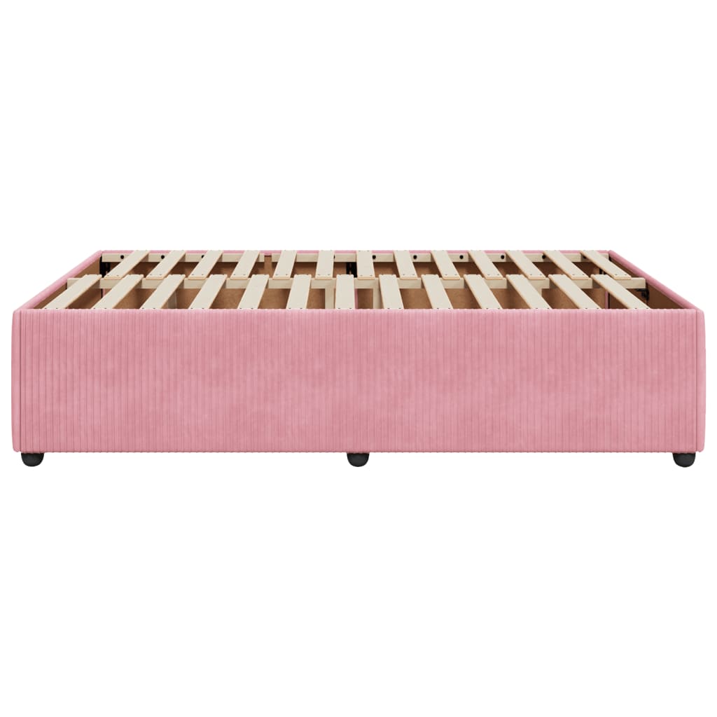 Cadre de lit sans matelas rose 140x200 cm velours