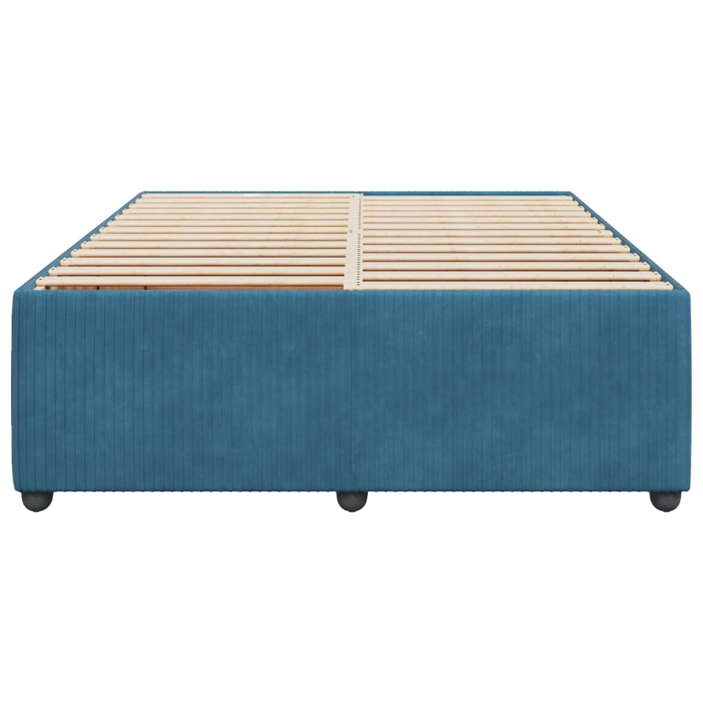 Bed frame without mattress blue 160x200 cm velvet