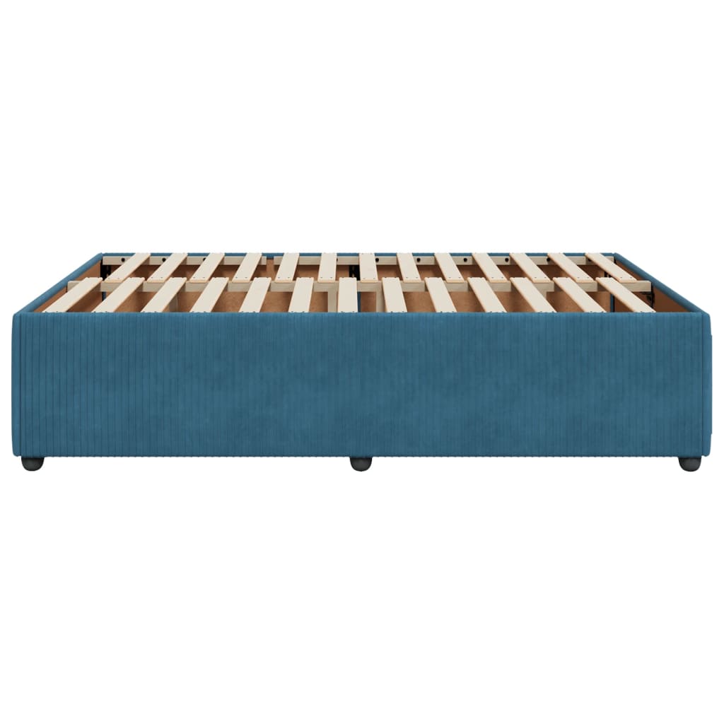 Bed frame without mattress blue 160x200 cm velvet