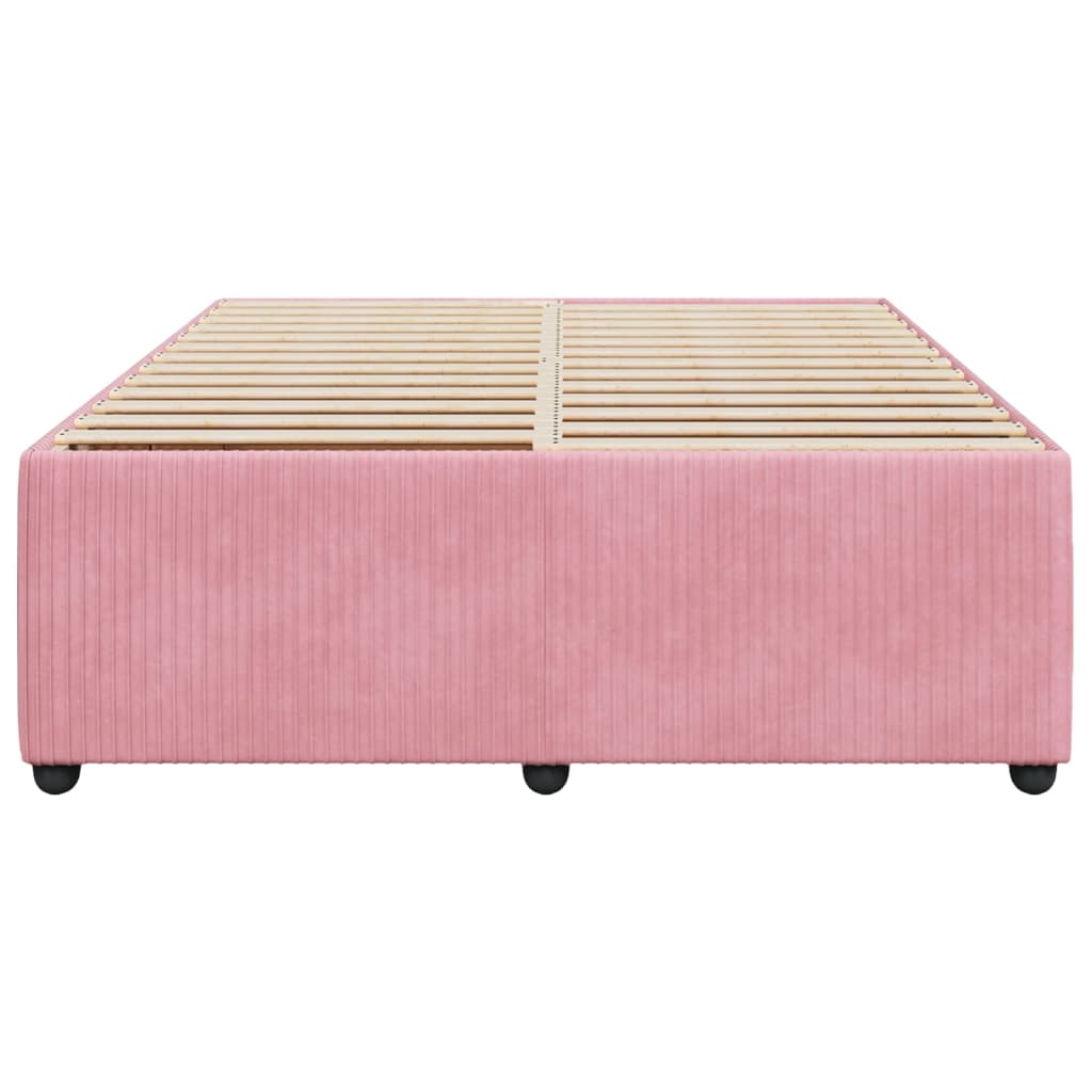 Cadre de lit sans matelas rose 160x200 cm velours