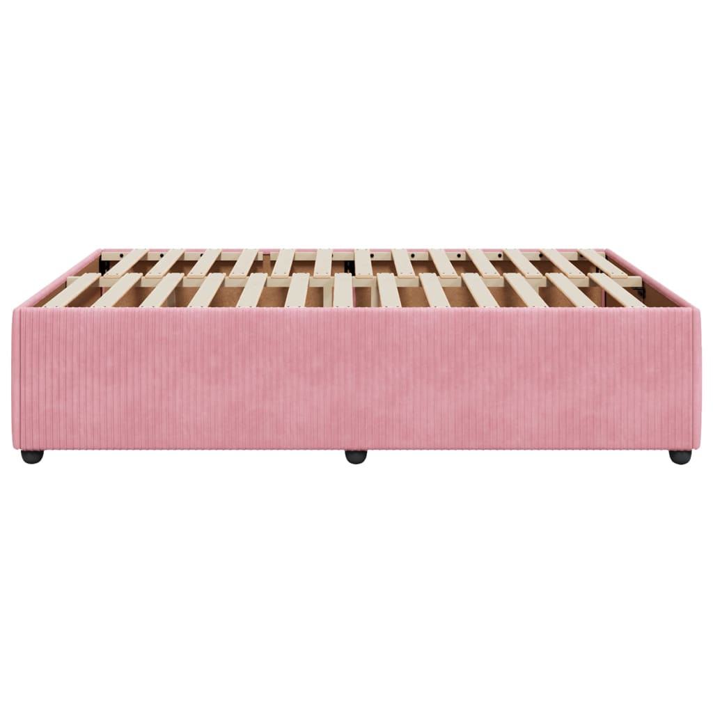 Cadre de lit sans matelas rose 160x200 cm velours