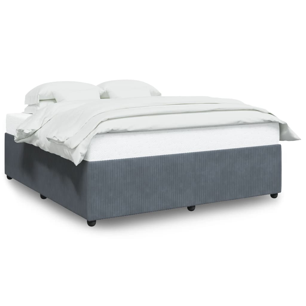 Cadre de lit sans matelas gris foncé 180x200 cm velours