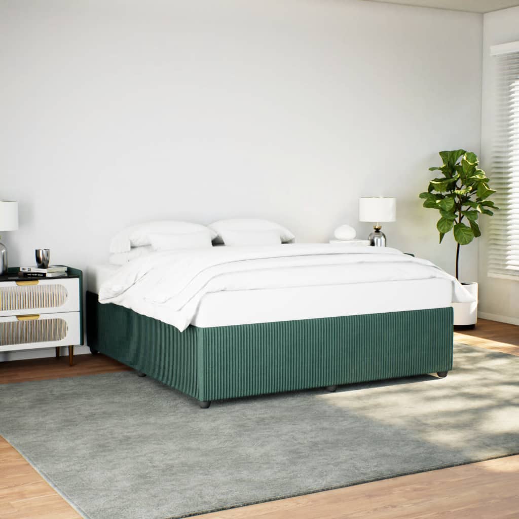 Cadre de lit sans matelas vert foncé 180x200 cm velours