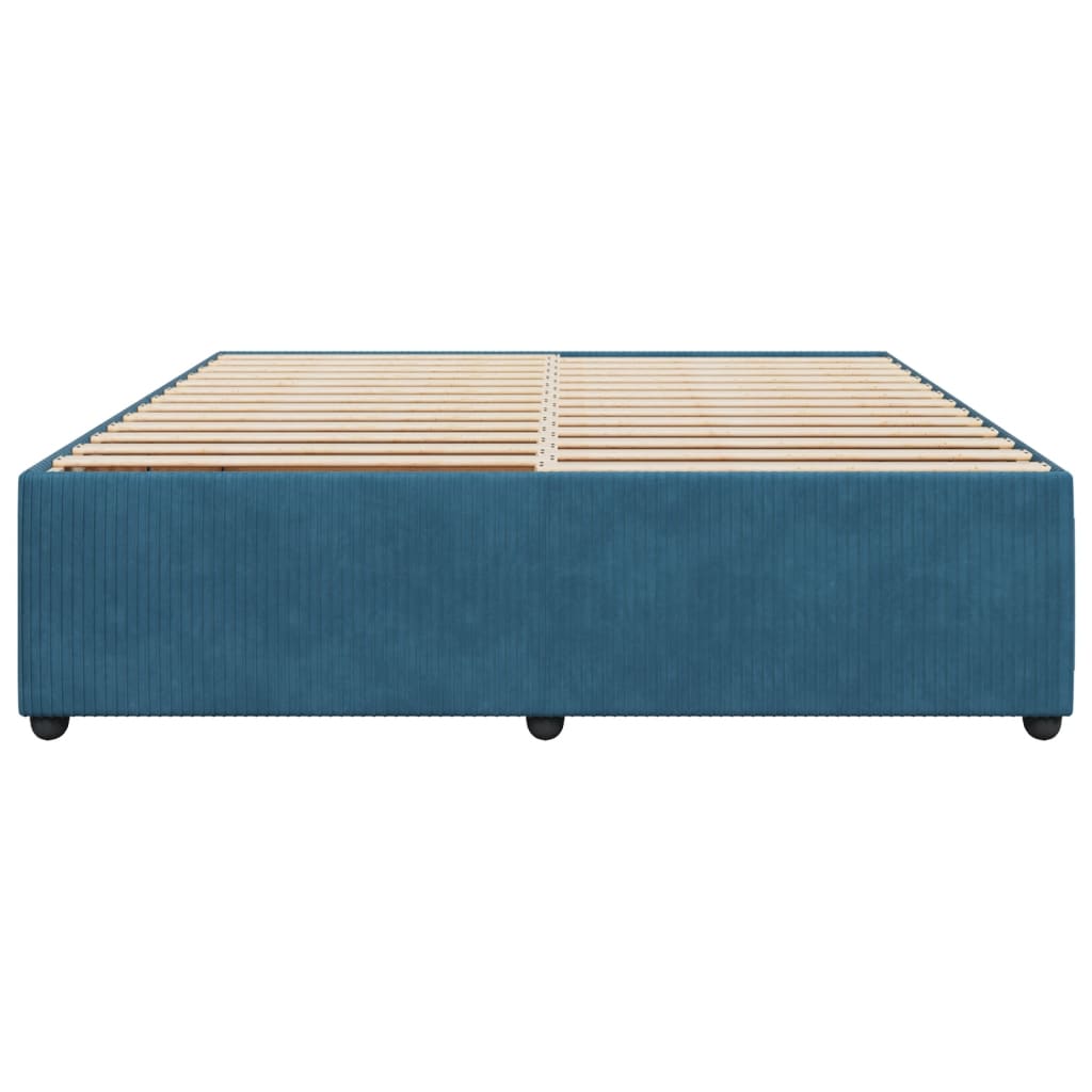 Cadre de lit sans matelas bleu 200x200 cm velours