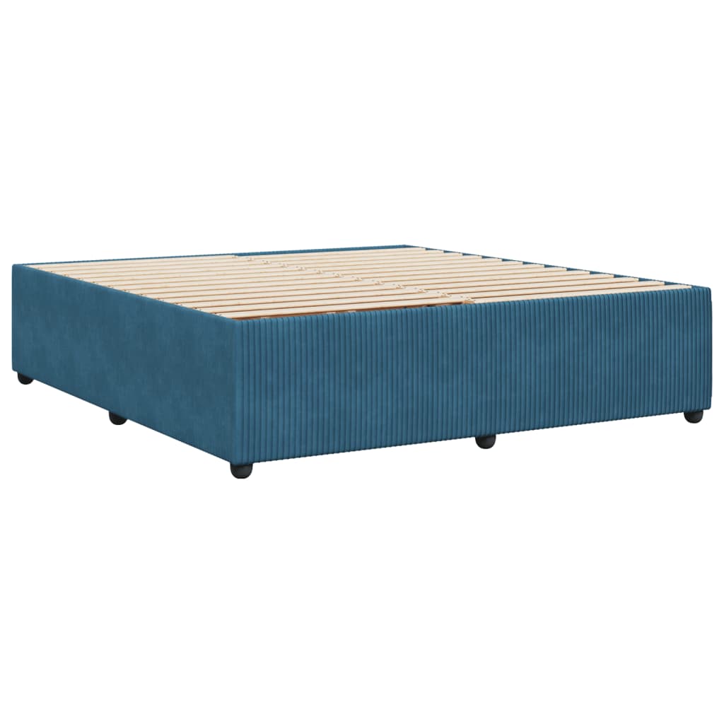 Cadre de lit sans matelas bleu 200x200 cm velours